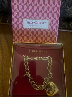 Juicy Couture Gold Chain Bracelet with Heart Charm